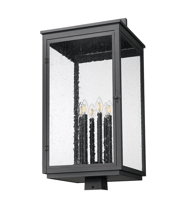 Outdoor Post Mount Fixture Z-Lite 5019PHXXLS-BK Sand Black Hartwell 6 Light Outdoor Post Mount Fixture Z-Lite