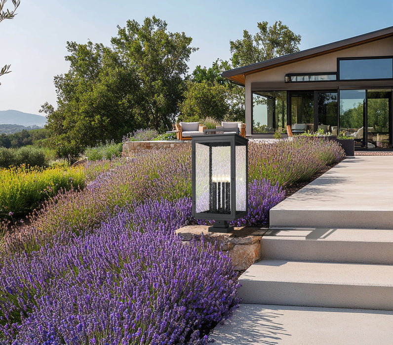 Outdoor Pier Mounted Fixture Z-Lite 5019PHXXLS-SQPM-BK Sand Black Hartwell 6 Light Outdoor Pier Mounted Fixture Z-Lite