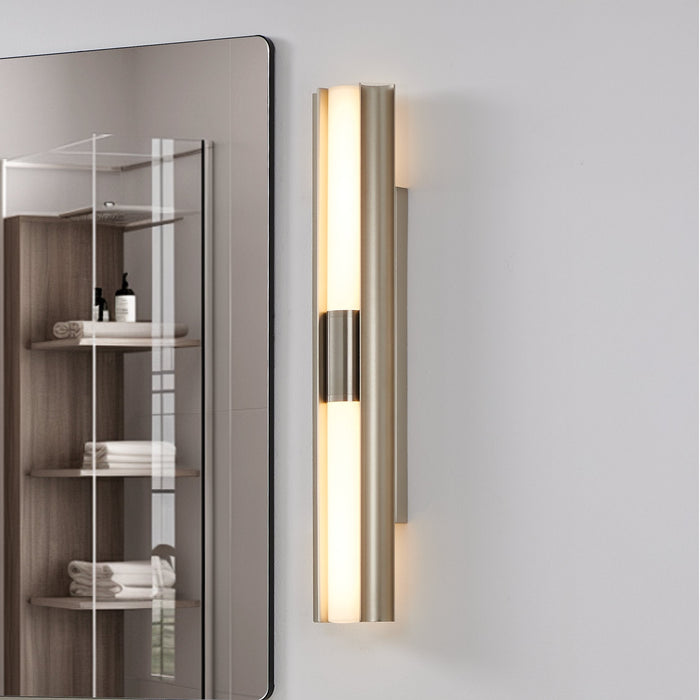 Vanity Light Thesis 207628A Colton 30 inch 2 light Brushed Nickel 5CCT LED Vanity Light with Etched Opal Glass Shades THESIS