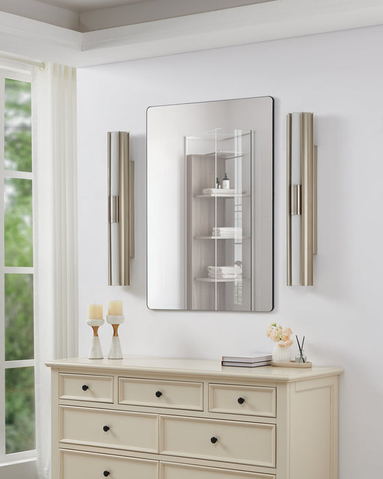 Vanity Light Thesis 207628A Colton 30 inch 2 light Brushed Nickel 5CCT LED Vanity Light with Etched Opal Glass Shades THESIS