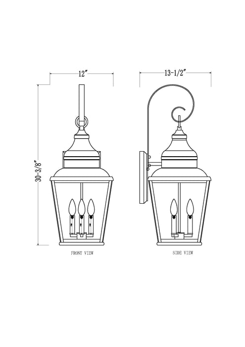 Outdoor Wall Light Z-Lite 5029B-BK Sand Black Raphael 3 Light Outdoor Wall Light Z-Lite