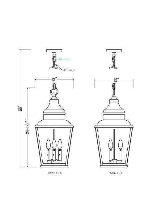 Outdoor Chain Mount Ceiling Fixture Z-Lite 5029CHB-BK Sand Black Raphael 3 Light Outdoor Chain Mount Ceiling Fixture Z-Lite
