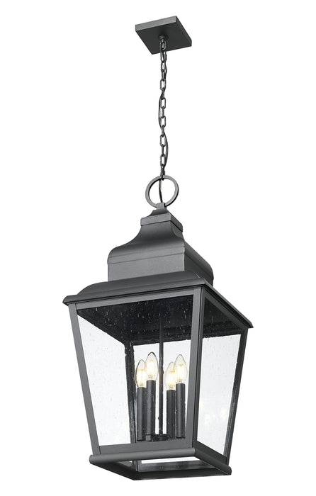 Outdoor Chain Mount Ceiling Fixture Z-Lite 5029CHXL-BK Sand Black Raphael 4 Light Outdoor Chain Mount Ceiling Fixture Z-Lite