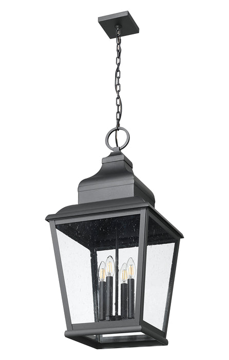 Outdoor Chain Mount Ceiling Fixture Z-Lite 5029CHXL-BK Sand Black Raphael 4 Light Outdoor Chain Mount Ceiling Fixture Z-Lite