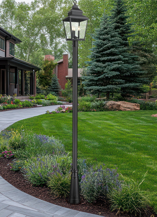 Outdoor Post Mounted Fixture Z-Lite 5029PHBR-5011P-BK Sand Black Raphael 3 Light Outdoor Post Mounted Fixture Z-Lite