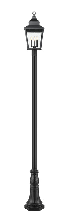 Outdoor Post Mounted Fixture Z-Lite 5029PHBR-518P-BK Sand Black Raphael 3 Light Outdoor Post Mounted Fixture Z-Lite