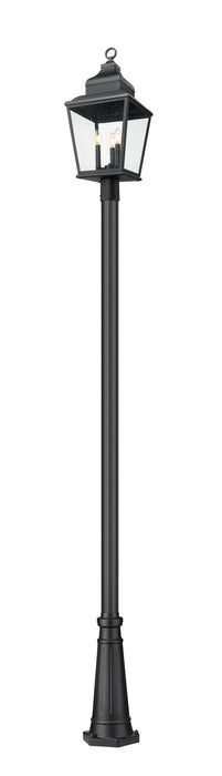 Outdoor Post Mounted Fixture Z-Lite 5029PHBR-519P-BK Sand Black Raphael 3 Light Outdoor Post Mounted Fixture Z-Lite