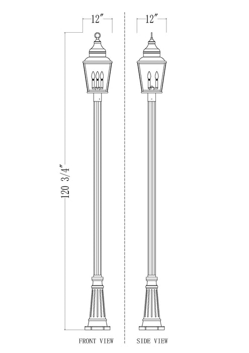 Outdoor Post Mounted Fixture Z-Lite 5029PHBR-519P-BK Sand Black Raphael 3 Light Outdoor Post Mounted Fixture Z-Lite