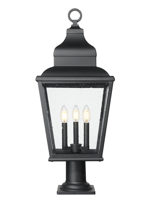 Outdoor Pier Mounted Fixture Z-Lite 5029PHBR-533PM-BK Sand Black Raphael 3 Light Outdoor Pier Mounted Fixture Z-Lite