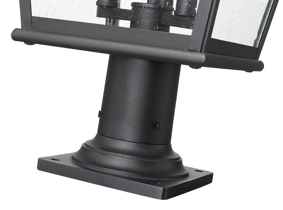 Outdoor Pier Mounted Fixture Z-Lite 5029PHBR-533PM-BK Sand Black Raphael 3 Light Outdoor Pier Mounted Fixture Z-Lite