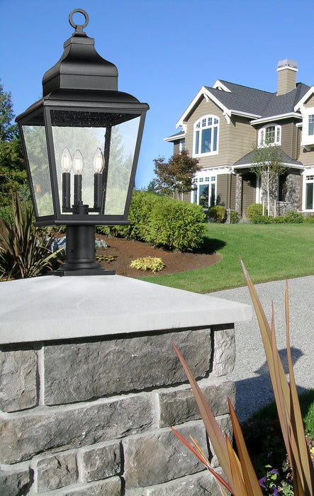 Outdoor Pier Mounted Fixture Z-Lite 5029PHBR-533PM-BK Sand Black Raphael 3 Light Outdoor Pier Mounted Fixture Z-Lite