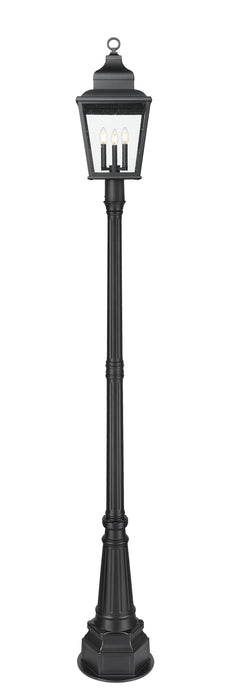Outdoor Post Mounted Fixture Z-Lite 5029PHBR-564P-BK Sand Black Raphael 3 Light Outdoor Post Mounted Fixture Z-Lite