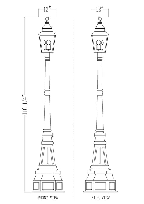 Outdoor Post Mounted Fixture Z-Lite 5029PHBR-564P-BK Sand Black Raphael 3 Light Outdoor Post Mounted Fixture Z-Lite