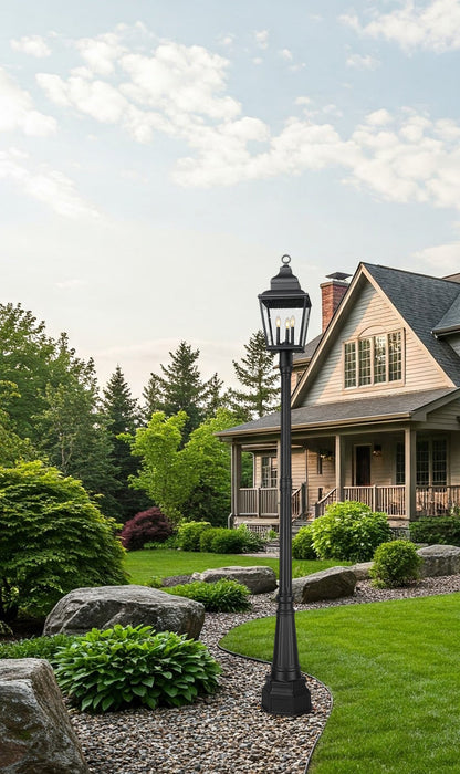 Outdoor Post Mounted Fixture Z-Lite 5029PHBR-564P-BK Sand Black Raphael 3 Light Outdoor Post Mounted Fixture Z-Lite