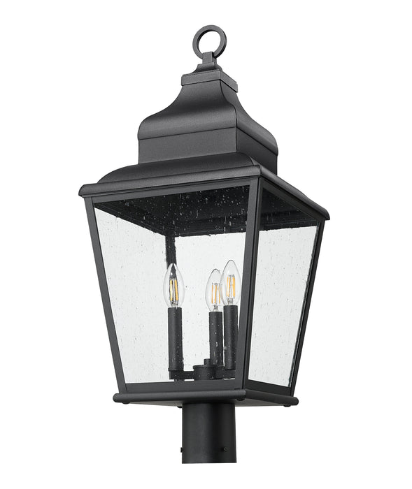 Outdoor Post Mount Fixture Z-Lite 5029PHBR-BK Sand Black Raphael 3 Light Outdoor Post Mount Fixture Z-Lite