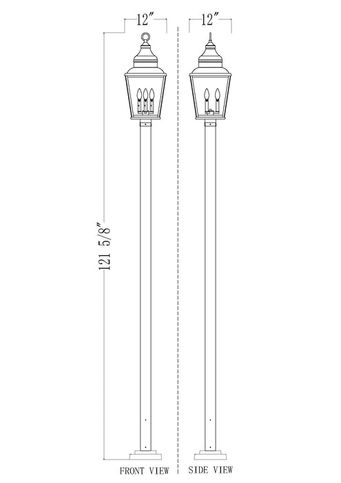 Outdoor Post Mounted Fixture Z-Lite 5029PHBS-536P-BK Sand Black Raphael 3 Light Outdoor Post Mounted Fixture Z-Lite