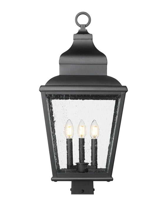 Outdoor Post Mount Fixture Z-Lite 5029PHBS-BK Sand Black Raphael 3 Light Outdoor Post Mount Fixture Z-Lite