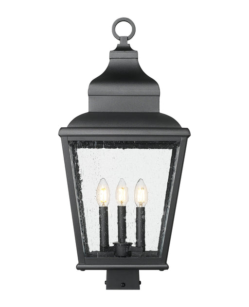 Outdoor Post Mount Fixture Z-Lite 5029PHBS-BK Sand Black Raphael 3 Light Outdoor Post Mount Fixture Z-Lite