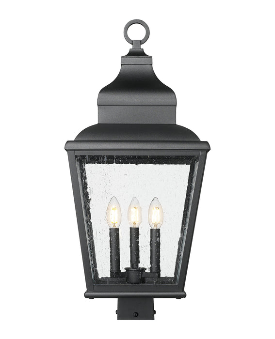 Outdoor Post Mount Fixture Z-Lite 5029PHBS-BK Sand Black Raphael 3 Light Outdoor Post Mount Fixture Z-Lite