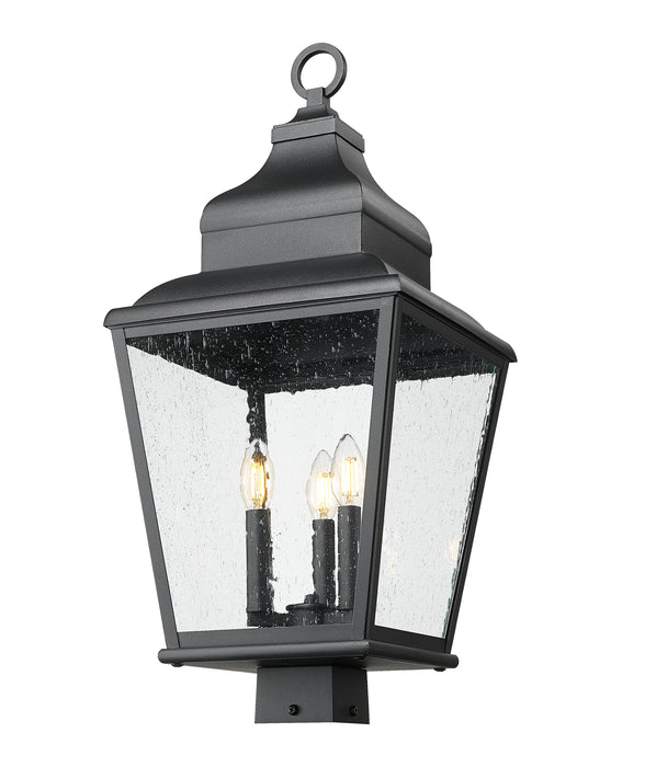 Outdoor Post Mount Fixture Z-Lite 5029PHBS-BK Sand Black Raphael 3 Light Outdoor Post Mount Fixture Z-Lite