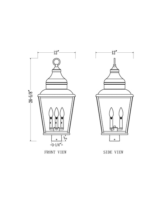 Outdoor Post Mount Fixture Z-Lite 5029PHBS-BK Sand Black Raphael 3 Light Outdoor Post Mount Fixture Z-Lite