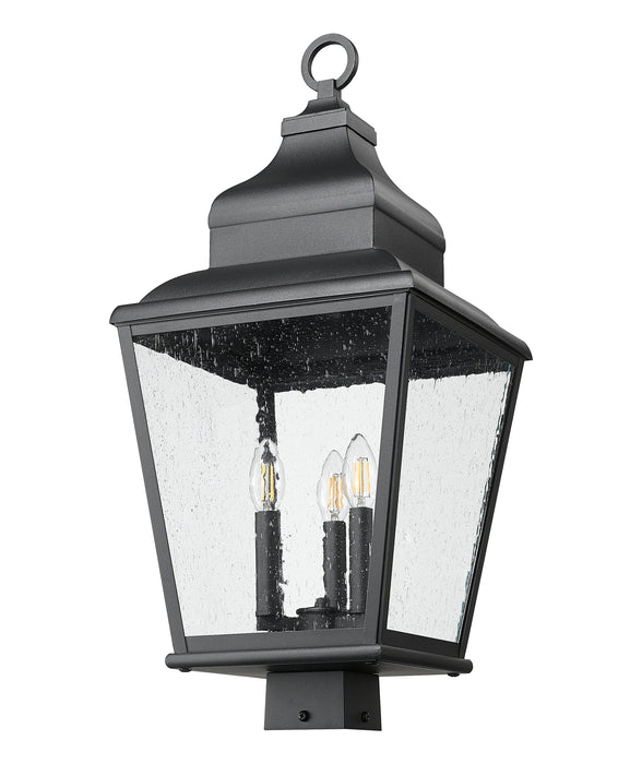Outdoor Post Mount Fixture Z-Lite 5029PHBS-BK Sand Black Raphael 3 Light Outdoor Post Mount Fixture Z-Lite