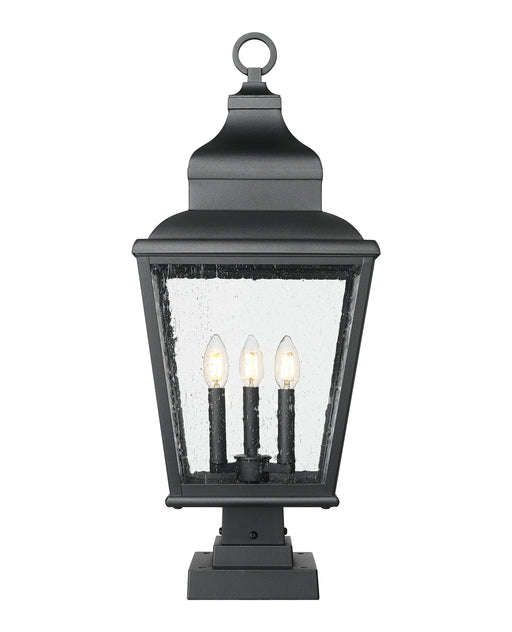 Outdoor Pier Mounted Fixture Z-Lite 5029PHBS-SQPM-BK Sand Black Raphael 3 Light Outdoor Pier Mounted Fixture Z-Lite