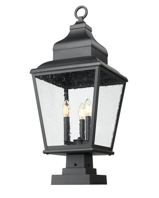 Outdoor Pier Mounted Fixture Z-Lite 5029PHBS-SQPM-BK Sand Black Raphael 3 Light Outdoor Pier Mounted Fixture Z-Lite