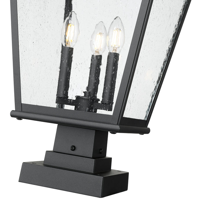 Outdoor Pier Mounted Fixture Z-Lite 5029PHBS-SQPM-BK Sand Black Raphael 3 Light Outdoor Pier Mounted Fixture Z-Lite