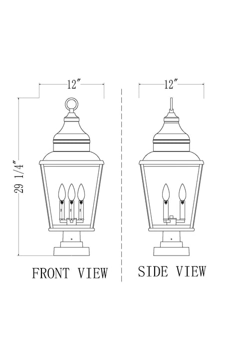 Outdoor Pier Mounted Fixture Z-Lite 5029PHBS-SQPM-BK Sand Black Raphael 3 Light Outdoor Pier Mounted Fixture Z-Lite