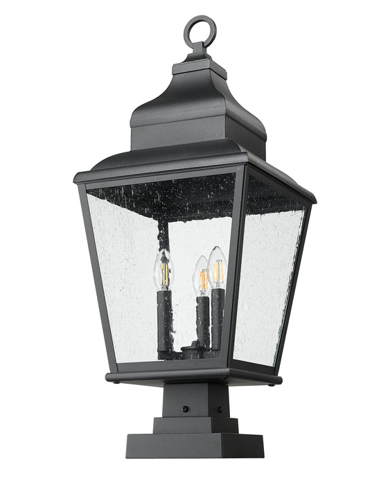 Outdoor Pier Mounted Fixture Z-Lite 5029PHBS-SQPM-BK Sand Black Raphael 3 Light Outdoor Pier Mounted Fixture Z-Lite