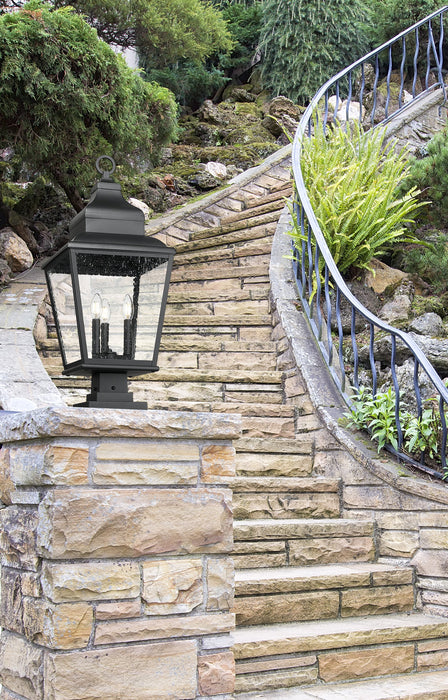 Outdoor Pier Mounted Fixture Z-Lite 5029PHBS-SQPM-BK Sand Black Raphael 3 Light Outdoor Pier Mounted Fixture Z-Lite