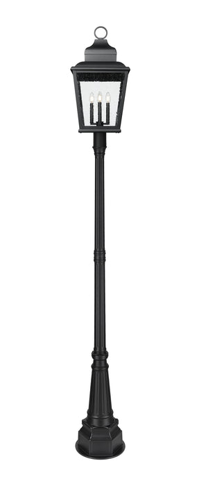 Outdoor Post Mounted Fixture Z-Lite 5029PHXLR-564P-BK Sand Black Raphael 4 Light Outdoor Post Mounted Fixture Z-Lite
