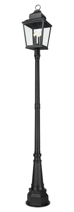Outdoor Post Mounted Fixture Z-Lite 5029PHXLR-564P-BK Sand Black Raphael 4 Light Outdoor Post Mounted Fixture Z-Lite