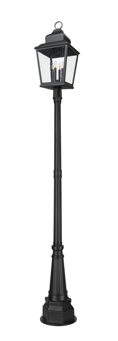 Outdoor Post Mounted Fixture Z-Lite 5029PHXLR-564P-BK Sand Black Raphael 4 Light Outdoor Post Mounted Fixture Z-Lite