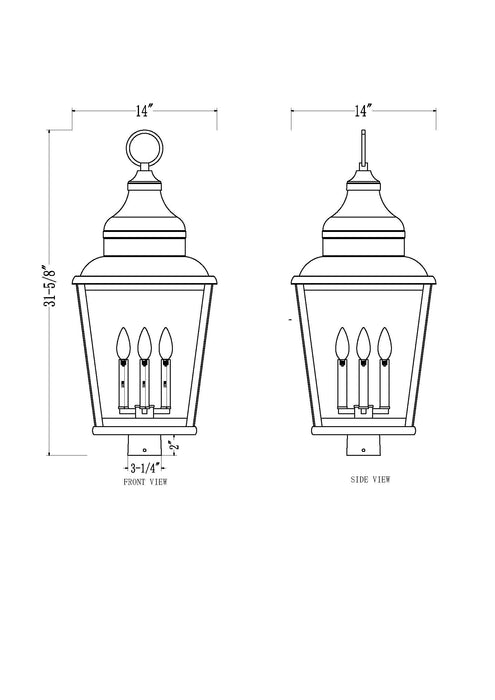 Outdoor Post Mount Fixture Z-Lite 5029PHXLS-BK Sand Black Raphael 4 Light Outdoor Post Mount Fixture Z-Lite