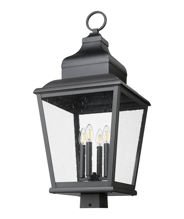 Outdoor Post Mount Fixture Z-Lite 5029PHXLS-BK Sand Black Raphael 4 Light Outdoor Post Mount Fixture Z-Lite