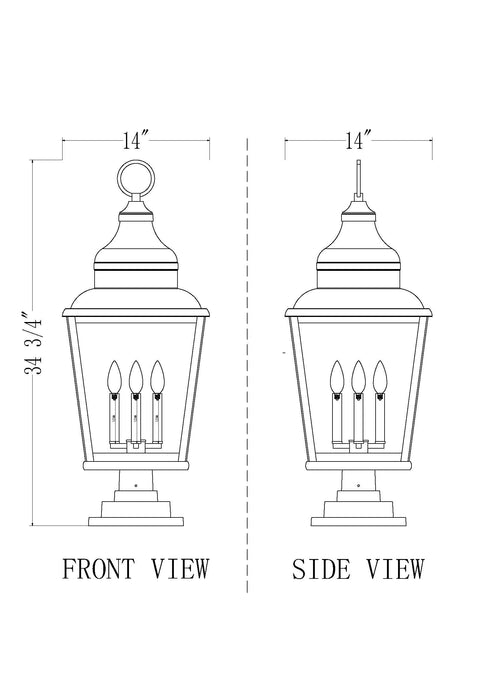 Outdoor Pier Mounted Fixture Z-Lite 5029PHXLS-LSQPM-BK Sand Black Raphael 4 Light Outdoor Pier Mounted Fixture Z-Lite