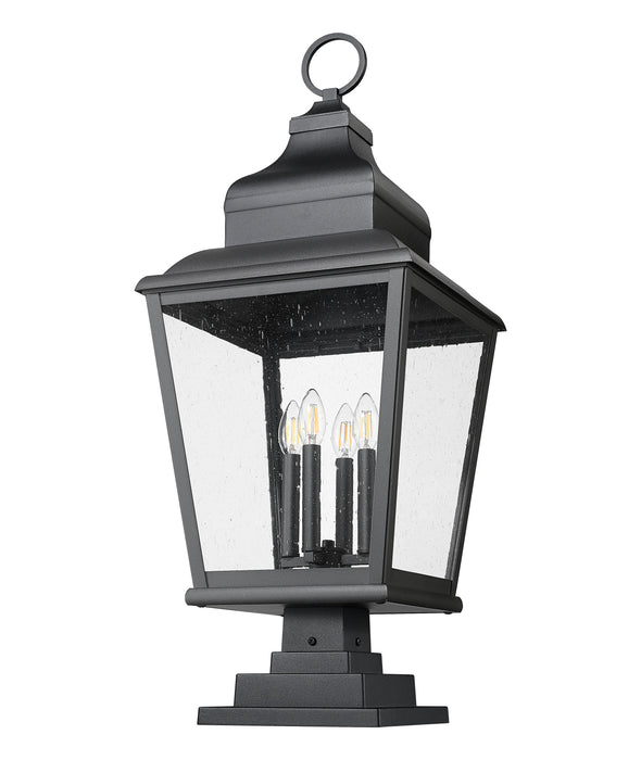 Outdoor Pier Mounted Fixture Z-Lite 5029PHXLS-LSQPM-BK Sand Black Raphael 4 Light Outdoor Pier Mounted Fixture Z-Lite