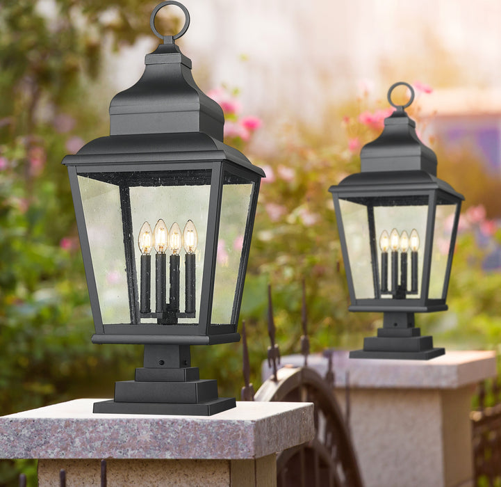 Outdoor Pier Mounted Fixture Z-Lite 5029PHXLS-LSQPM-BK Sand Black Raphael 4 Light Outdoor Pier Mounted Fixture Z-Lite