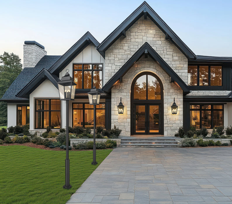 Outdoor Post Mounted Fixture Z-Lite 5029PHXXLR-5010P-BK Sand Black Raphael 5 Light Outdoor Post Mount Fixture Z-Lite