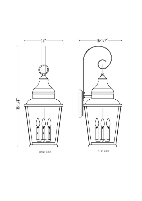 Outdoor Wall Light Z-Lite 5029XL-BK Sand Black Raphael 4 Light Outdoor Wall Light Z-Lite
