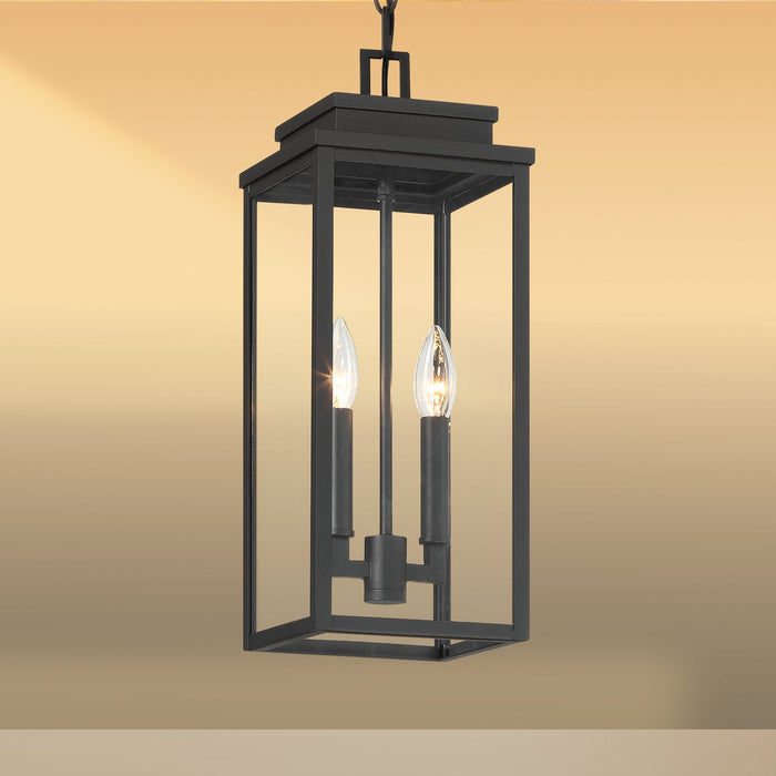 Exterior Pendant Light Thesis 207746A Hillside 7 inch 2 light Textured Black Exterior Pendant Light with Clear Glass THESIS