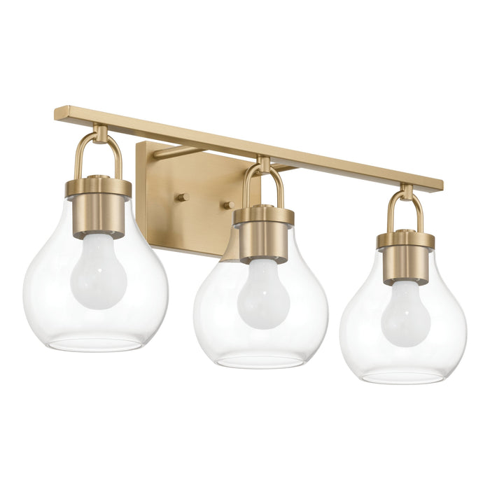 Vanity Light Thesis 207641A Mansfield 24 inch 3 light Champagne Gold Vanity Light with Clear Glass Shades THESIS