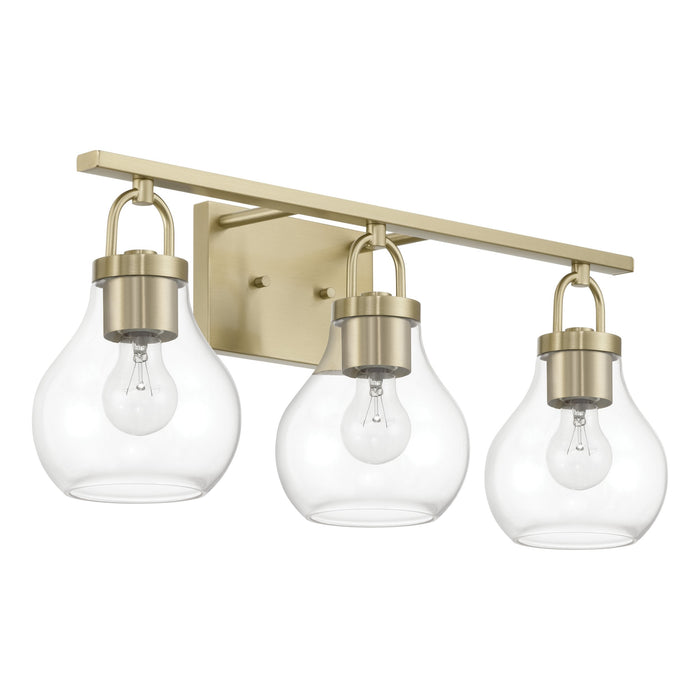 Vanity Light Thesis 207641A Mansfield 24 inch 3 light Champagne Gold Vanity Light with Clear Glass Shades THESIS