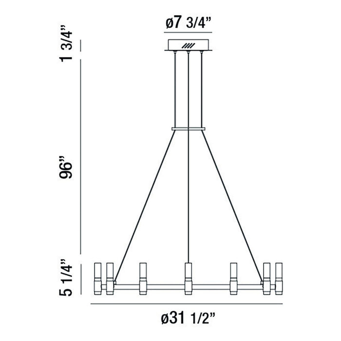 Eurofase 37043-018 Albany 32" Brass-Black Mix LED Chandelier