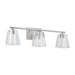 Vanity Light Thesis 206992A Valentin 24 inch 3 light Brushed Nickel Vanity Light with Clear Pressed Glass Shades THESIS