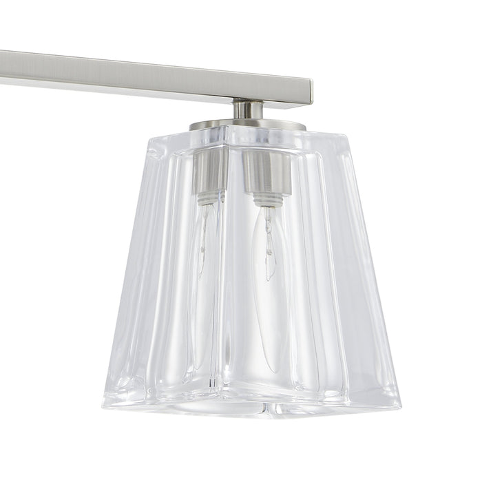 Vanity Light Thesis 206992A Valentin 24 inch 3 light Brushed Nickel Vanity Light with Clear Pressed Glass Shades THESIS