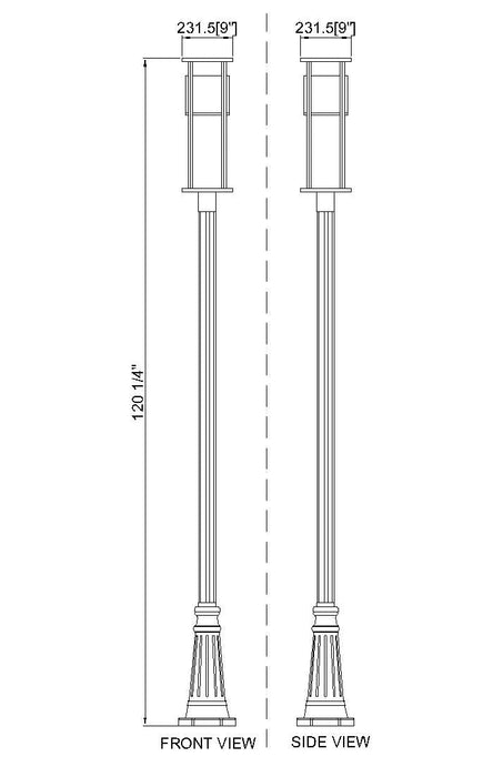 Outdoor Post Mounted Fixture Z-Lite 517PHM-519P-BK-LED Black Luca 1 Light Outdoor Post Mounted Fixture Z-Lite