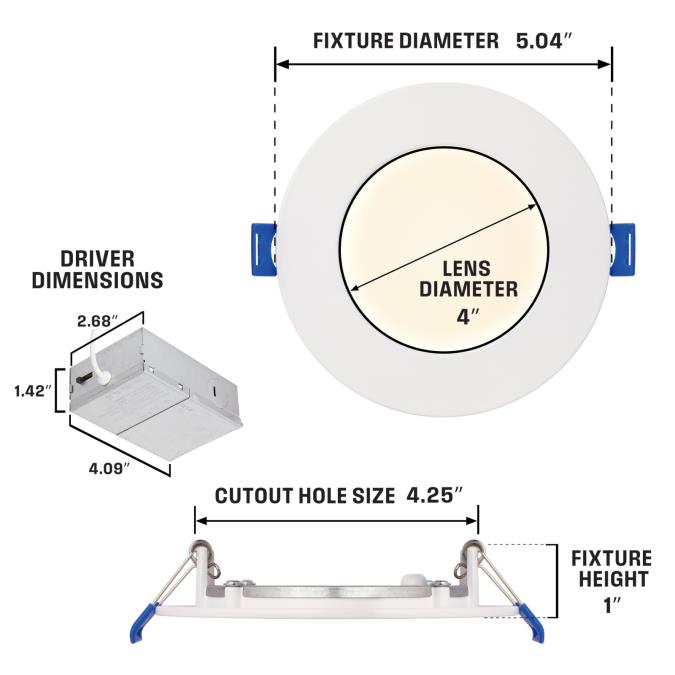 Westinghouse 52012 10W 4 Inch Dimmable Slim Recessed LED Downlight CCT Selectable
